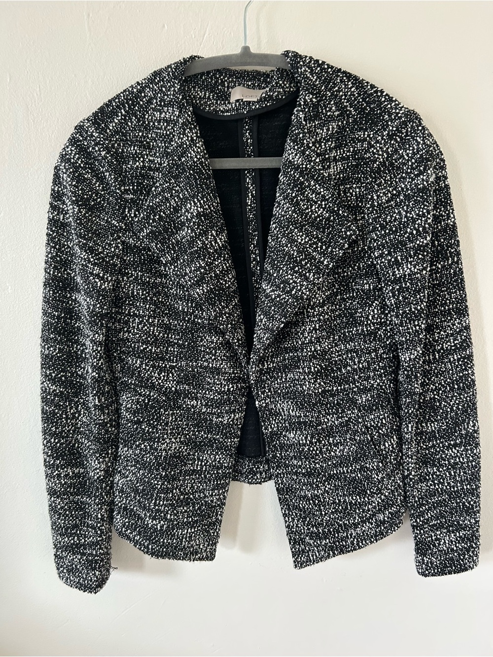 LOFT Black and White Tweed Open-Front Blazer and skirt set